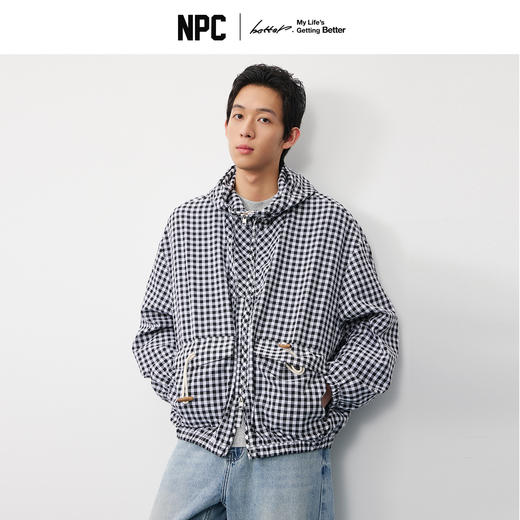 潮牌棋盘格连帽外套男休闲百搭秋季上新NP58TJ19 商品图0