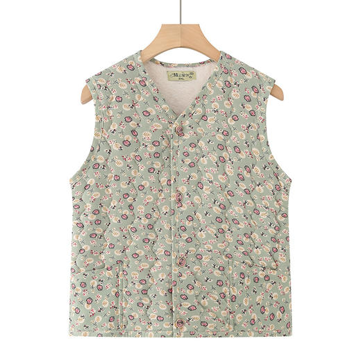 FW M07加绒坎肩妈妈碎花加棉加厚贴片保暖背心带口袋 商品图3