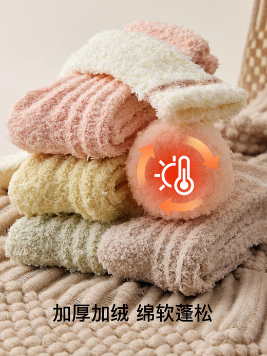 原价39.9 限时折扣21.9元【体慕】珊瑚绒袜子女款秋冬加绒加厚中筒袜居家保暖地板袜睡眠松口月子袜 商品图1