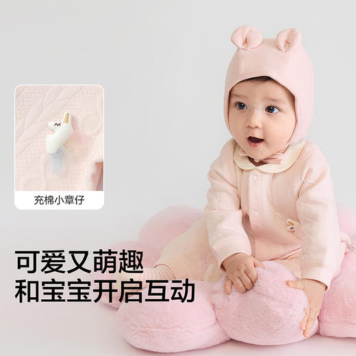 巴拉巴拉balaOne婴儿连体衣新生儿满月爬服2025新款冬夹棉加厚萌 商品图3