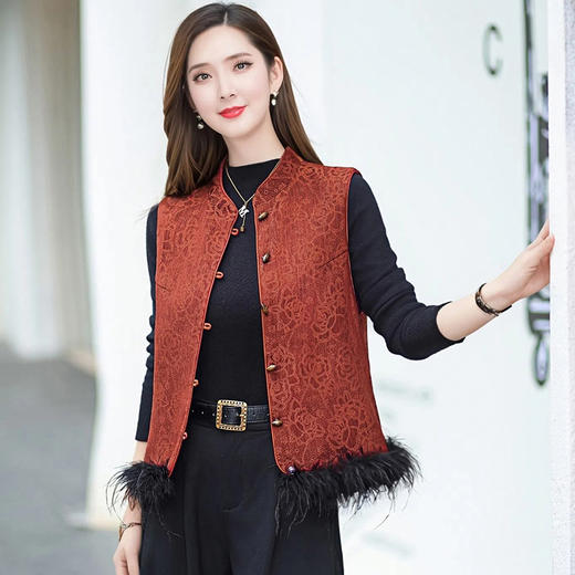 新中式国风夹棉马甲女冬季新款2025年韩版气质时尚优雅妈妈装背心 商品图0