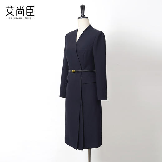 艾尚臣通勤西装连衣裙女新款藏青色职业装裙子高级感主持人工作服 商品图1