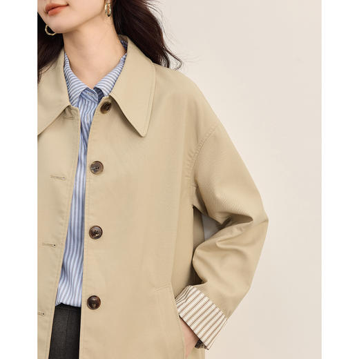 【专属特价】熙世界风衣中长款2025秋新款高级感休闲气质单排扣英伦风外套 商品图3