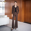 AD秋冬季磨毛套装女士职场通勤两件套2025新款棕色收腰正装阔腿裤 商品缩略图1