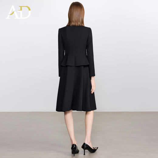 AD秋季千金风女装2025新款乱麻大摆裙法式优雅香槟色醋酸领连衣裙 商品图4