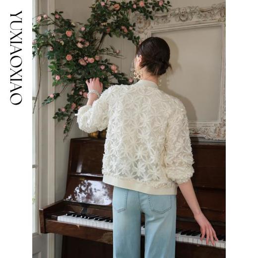 余潇潇【半岛美术馆】华丽轻奢立体镂空花朵修身优雅宽松外套秋季 商品图3