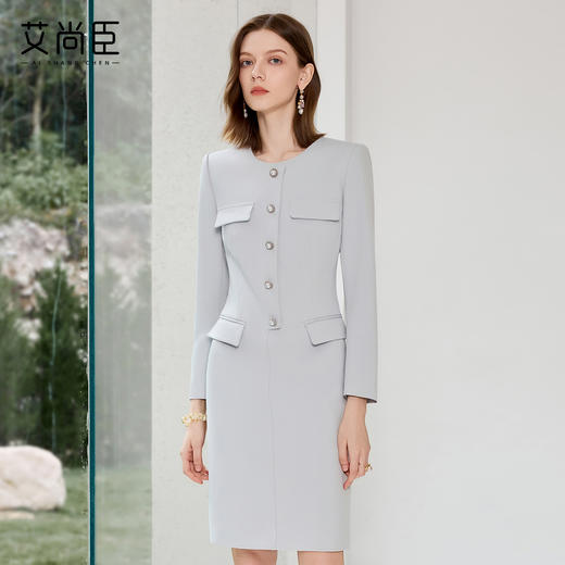 艾尚臣高级感连衣裙女秋季新款轻熟风高端职场穿搭通勤气质西装裙 商品图1