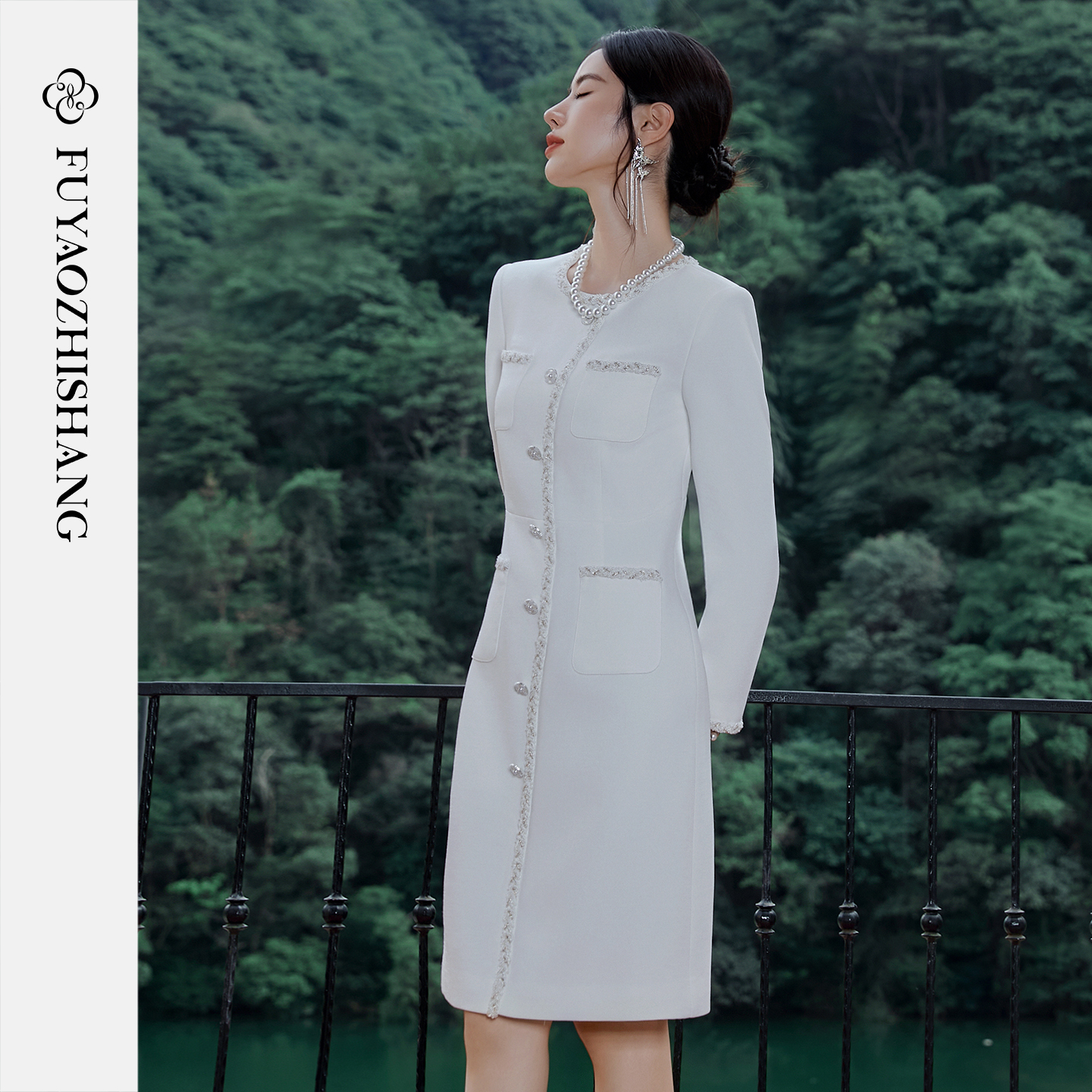 FUYAO扶摇 小香风连衣裙女秋冬新款精致高级感法式显瘦粗花呢裙子