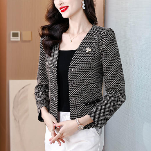 KQL E333M3103小西装妈妈外套修身显瘦气质双排扣西服 商品图1