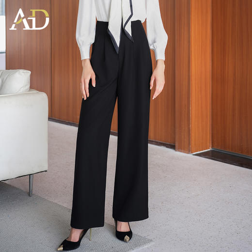 AD黑色休闲西装裤女2025年秋季新款高腰宽松显瘦气质通勤百搭阔腿 商品图0