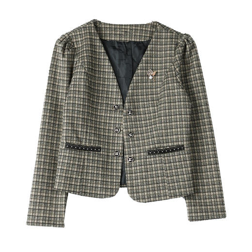 KQL E333N6922贵夫人气质减龄修身显瘦小香风外套洋气小西装 商品图4