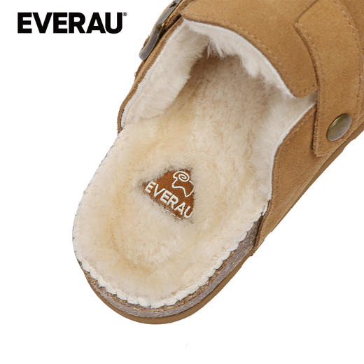 EVERAU复古牛反绒内里羊皮毛一体勃肯拖鞋EA5063 商品图6