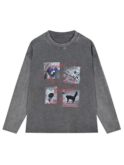 早乙女惠子saotome/STMTX13452/脏染水洗动物印花长袖t 商品图3