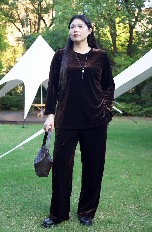 现货，今天发！💫【棕色丝绒套装】高级又有腔调！不起静电，裤子松紧腰。秋冬显贵显瘦第一名！高档气质阔太太感，丝绒套装，洋气高贵两件套，正码正拍 商品图14