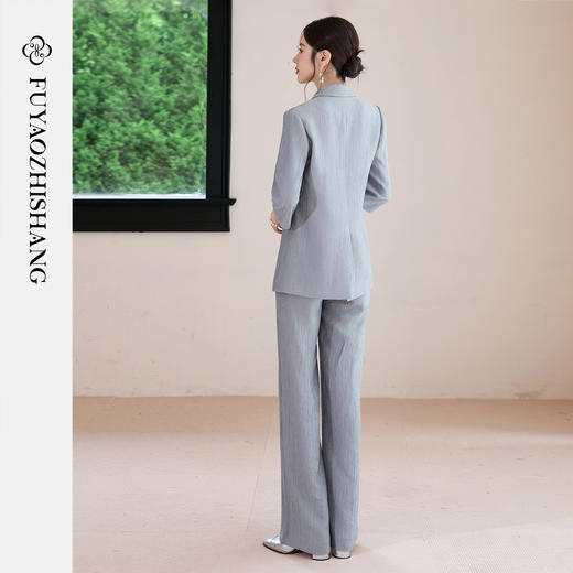 FUYAO扶摇 天丝肌理感时尚套装女秋高端垂感西装外套小个子两件套 商品图4