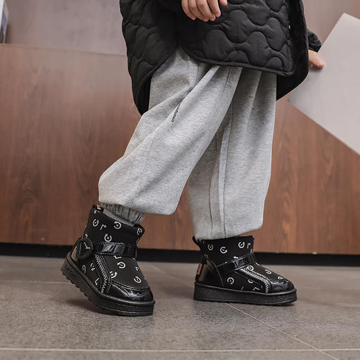 小黄鸭儿童冬季雪地靴耐磨加厚男女童时尚靴子宝宝加绒保暖棉靴小孩防滑短靴25-36（尺码偏小拍大一码） 商品图7