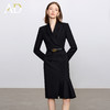 AD简单大方连衣裙女高端天丝羊毛长袖西装裙子2025新款黑色职业装 商品缩略图0