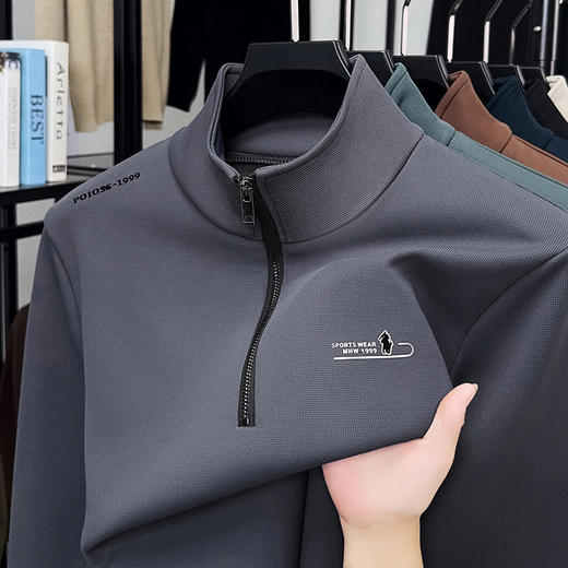 秋冬新款休闲长袖新款德绒压标拉链卫衣男士上衣 商品图4