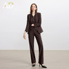 AD巧克力色时尚西装套装女秋冬款羊毛职业装显白显瘦阔腿裤三件套 商品缩略图0
