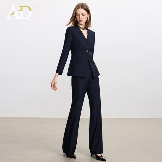 AD2025新款藏青色西装外套女春秋气质V领西服职业套装美容院工装 商品图1