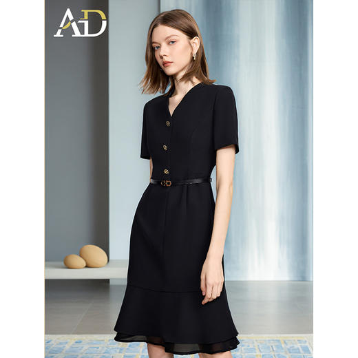 AD高端精致职业装连衣裙女正式场合轻奢双层纱夏季珠宝店工作服 商品图1