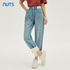 NUTS商场同款春秋季蓝色复古气质高腰卷边水洗牛仔长裤女331112215 商品缩略图1