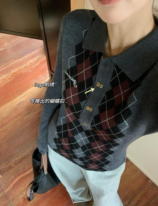 原单版本GANNI菱格polo针织衫101109 商品图2