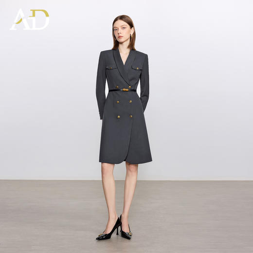 AD灰色羊毛西装连衣裙气质女神范高端职业装西服裙子总裁工作服 商品图2