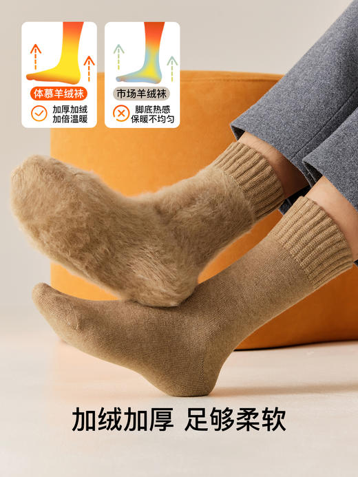 原价39.9 限时折扣23.4元【体慕】厚羊绒袜子男秋冬中筒袜加绒加厚男士东北防寒保暖羊毛袜超厚长袜 商品图2