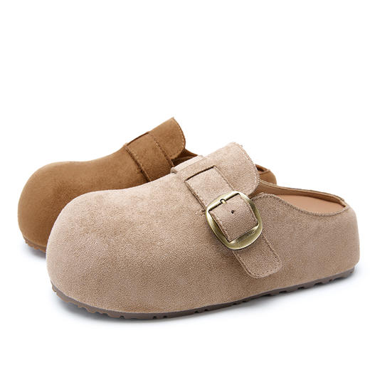 西遇一脚蹬勃肯鞋女2025新款秋季丑萌圆头包头拖鞋增高厚底半拖鞋V0057176 商品图4