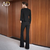 AD黑色双排扣西装外套女气质名媛高级感职业套装时尚气质微喇长裤 商品缩略图4