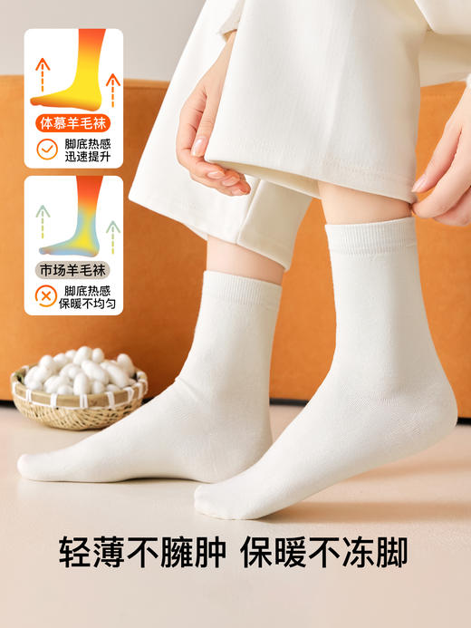 原价39.9 限时折扣23.9元【体慕】桑蚕丝羊毛袜子女款秋中筒袜无骨堆堆袜秋冬加厚保暖女士月子长袜 商品图2