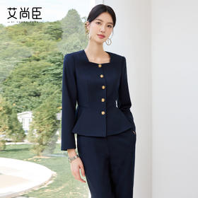 艾尚臣高级感藏青色西装气质优雅百搭酒店经理前台正式场合职业装