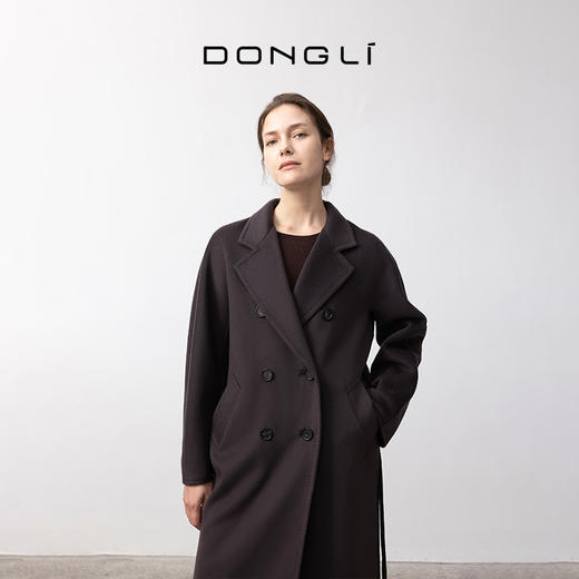 东黎 • 小山羊绒女士秋冬经典801双面尼翻领中长款大衣 4594 商品图0