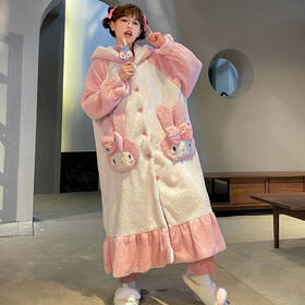 【YW】无忧购美乐蒂兔子法兰绒家居服开衫连帽睡袍睡裤套装（截单后3-5天发货)