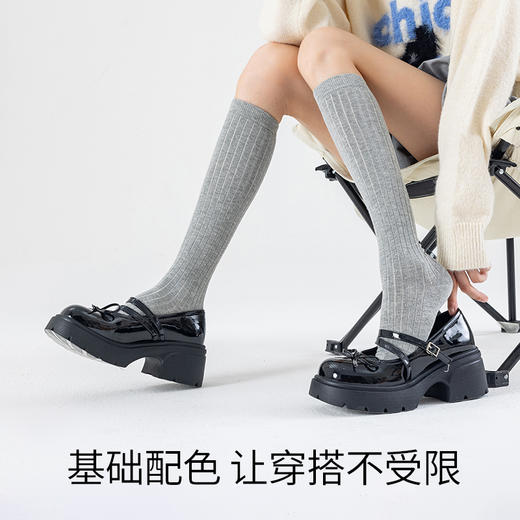 7A抗菌日系学院风显瘦微压小腿经典纯色百搭小腿袜 商品图3
