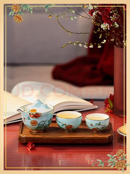 【6F】玛戈隆特玉堂富贵.大方无隅.4头行云山石茶具（莲子青） 商品图0