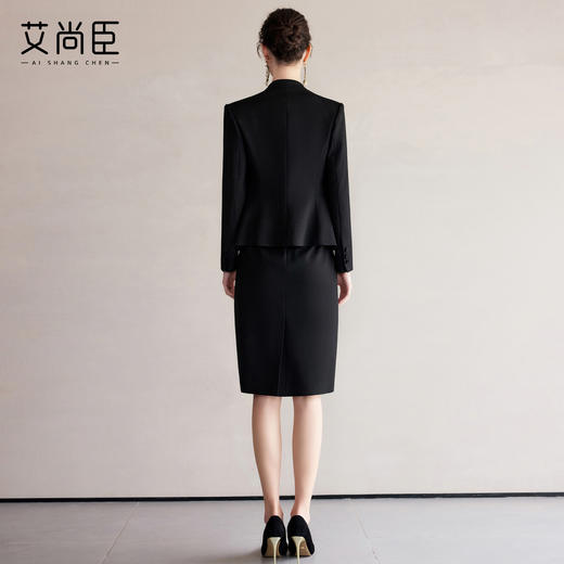 艾尚臣黑色西装外套女早秋气质名媛轻职场正装青果领商务西服套装 商品图4