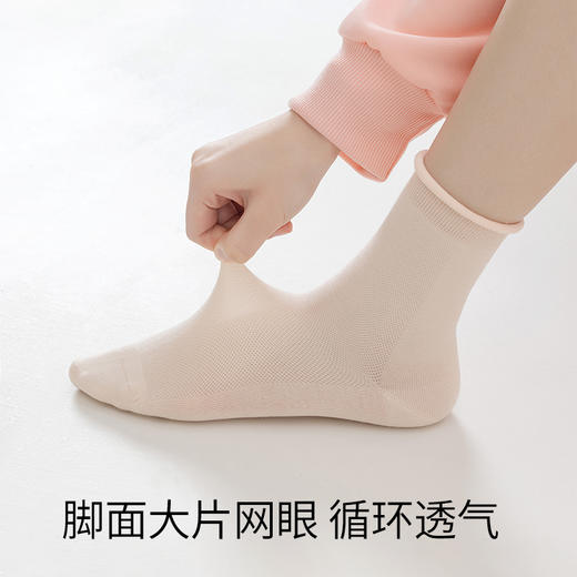 【天然苎麻】副歌女款卷边零压中筒袜抗菌百搭苎麻薄款中筒袜 商品图2