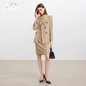 AD羊毛套装女秋季2025新款爆款高级感职业装两件套卡其色长袖西服