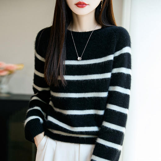 丁摩 100%纯羊毛套头打底上衣针织衫毛衣M2-395 商品图3