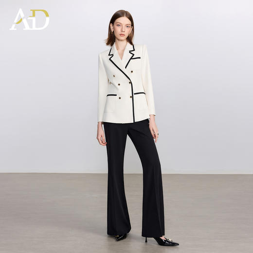 AD高端气质女神范职业装套装女2025新款黑色微喇裤撞色西服两件套 商品图1