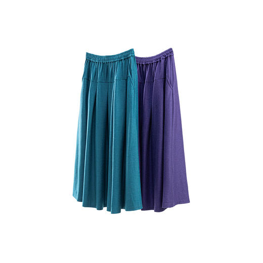 绽放681朵/纯羊毛双层松紧腰文艺气质半身裙中长款女秋冬新款长裙 商品图4