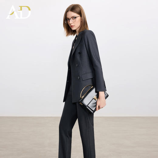 AD羊毛灰色西装套装女2025新款高级感职业装正装西服裤子两件套 商品图2