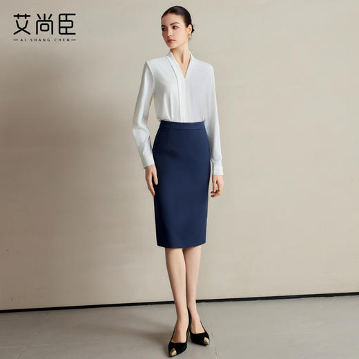 艾尚臣白色衬衫套装裙女职业正装商务西服半身包臀两件套工作服秋 商品图1
