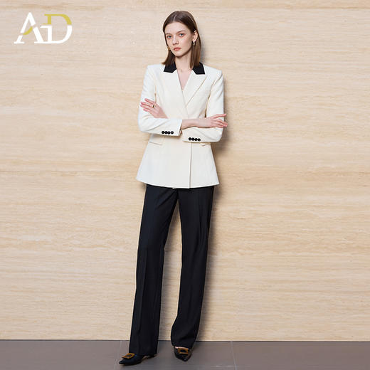 AD高级感白色西装套装女2025新款春秋气质女神范职业装阔腿裤正装 商品图0