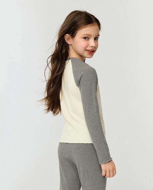 【春上新】8楼爱慕儿童Aimer Kids女孩绒绒罗纹打底衫撞色打底上衣AK181K022，吊牌价289元 商品图3