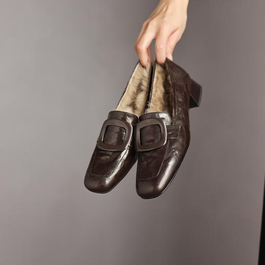 【预售5天】真皮加绒乐福鞋，中跟方头英伦小皮鞋MD&87-316m 商品图3