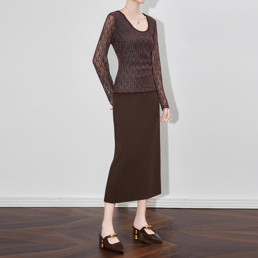 「高货wl」全新升级【铂金会员220/天猫289/差价69】(05730)洛诗琳气质开叉半身裙2025秋冬纯色百搭中长显瘦直筒裙女 商品图0