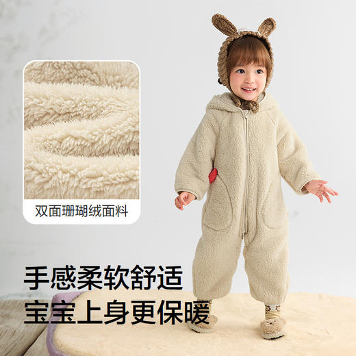 巴拉巴拉balaOne婴儿连体衣秋冬宝宝外出抱衣爬服2025新款绒感萌 商品图3